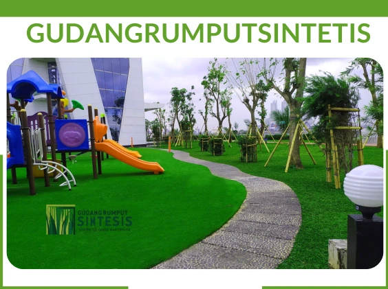 project pemasangan rumput sintetis swiss di taman bermain anak