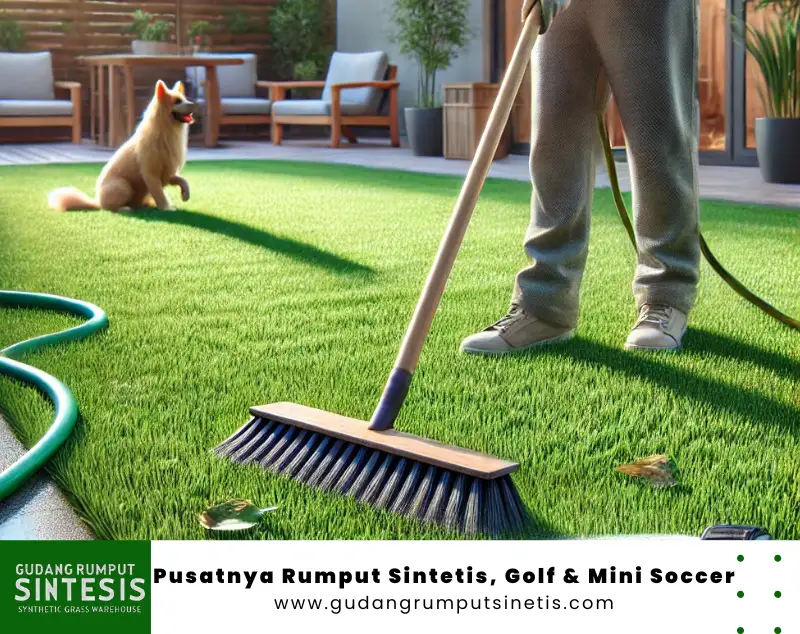 cara membersihkan rumput sintetis