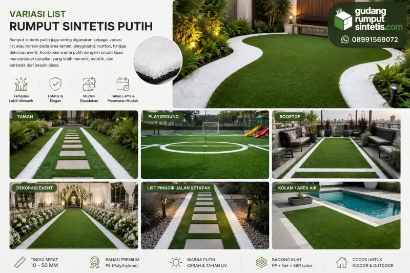 variasi list dengan rumput sintetis putih
